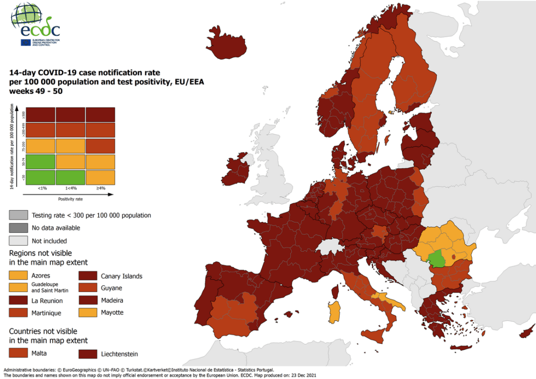 Χάρτης ECDC: Στο «βαθύ κόκκινο» η Ελλάδα