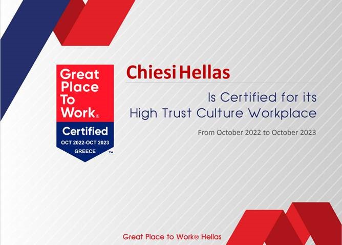 Chiesi Hellas: Πιστοποίηση Great Place to Work® για το 2022