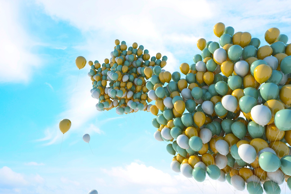 Balloon,Design,Concept,On,Sky,Background.,3d,Illustration,,3d,Rendering nanosomatidia
